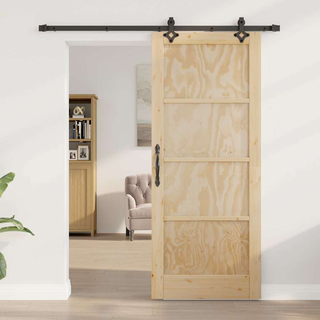 Porta Scorrevole Naturale e nero 83 x 202 cm