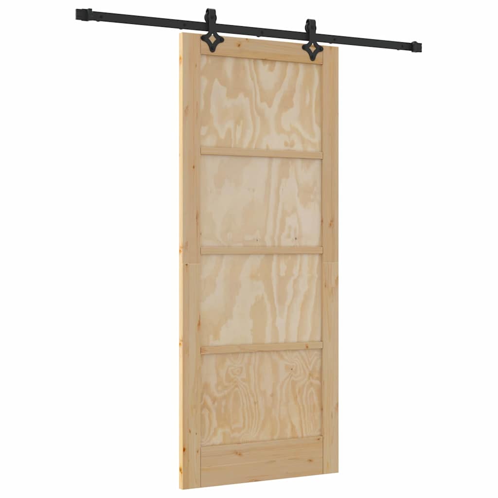 Porta Scorrevole Naturale e nero 83 x 202 cm