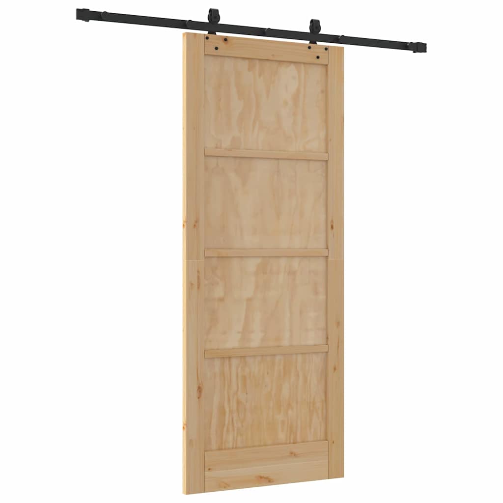 Porta Scorrevole Naturale e nero 83 x 202 cm