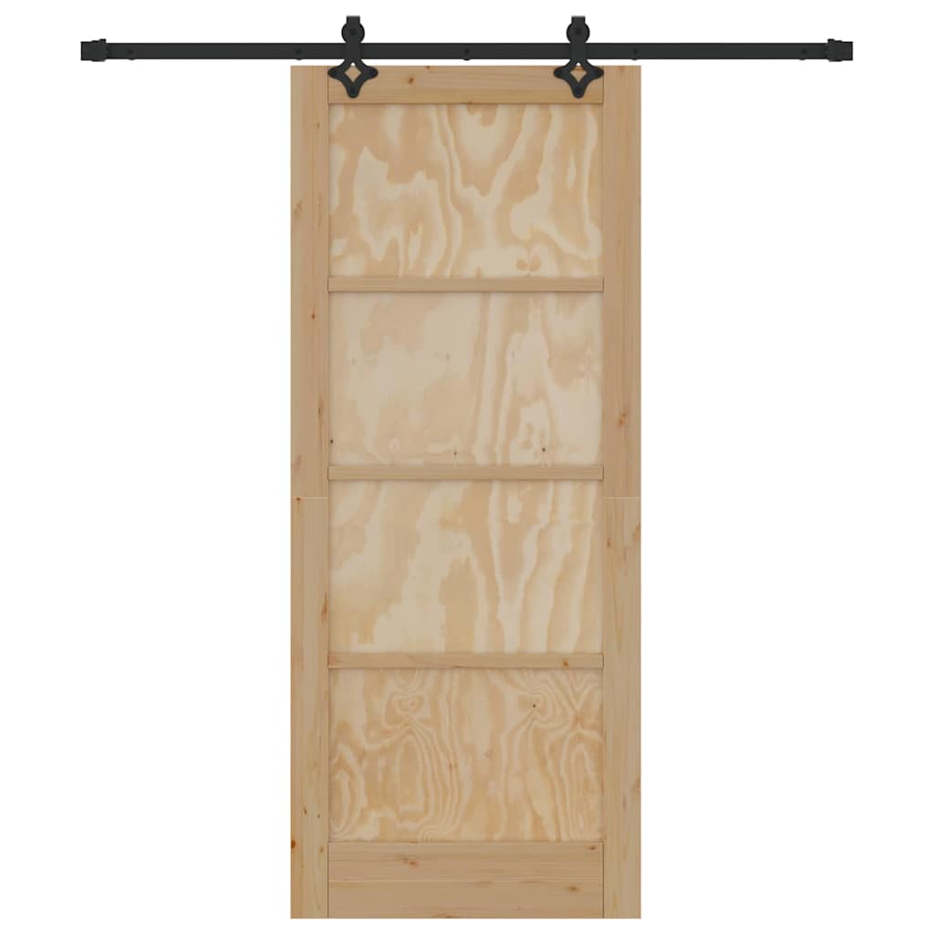 Porta Scorrevole Naturale e nero 83 x 202 cm