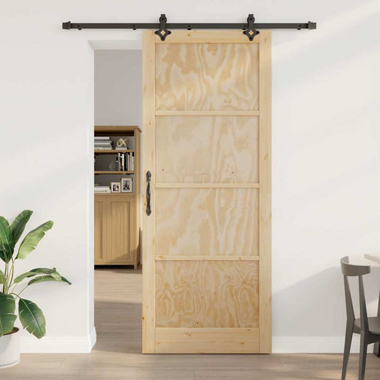 Porta Scorrevole Naturale e nero 93 x 232 cm