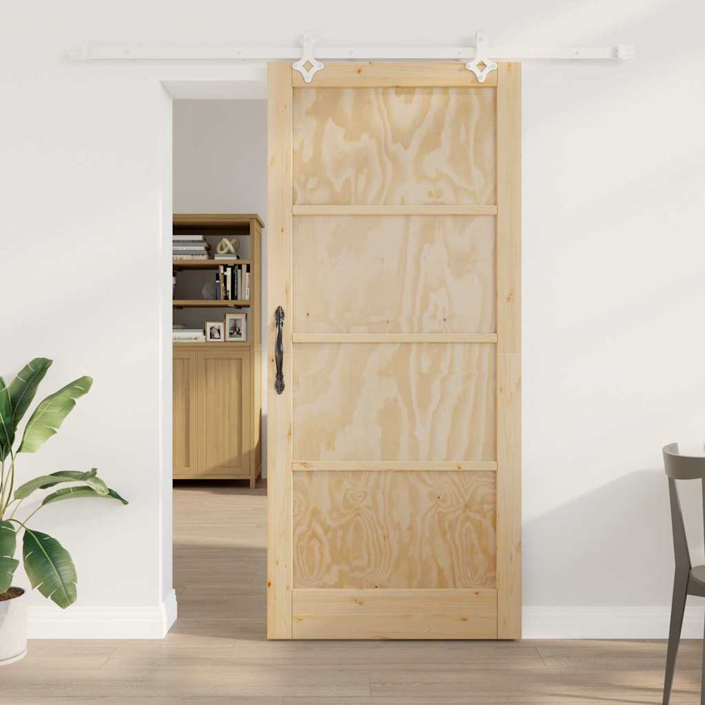 Porta Scorrevole Naturale e bianco 93 x 211 cm