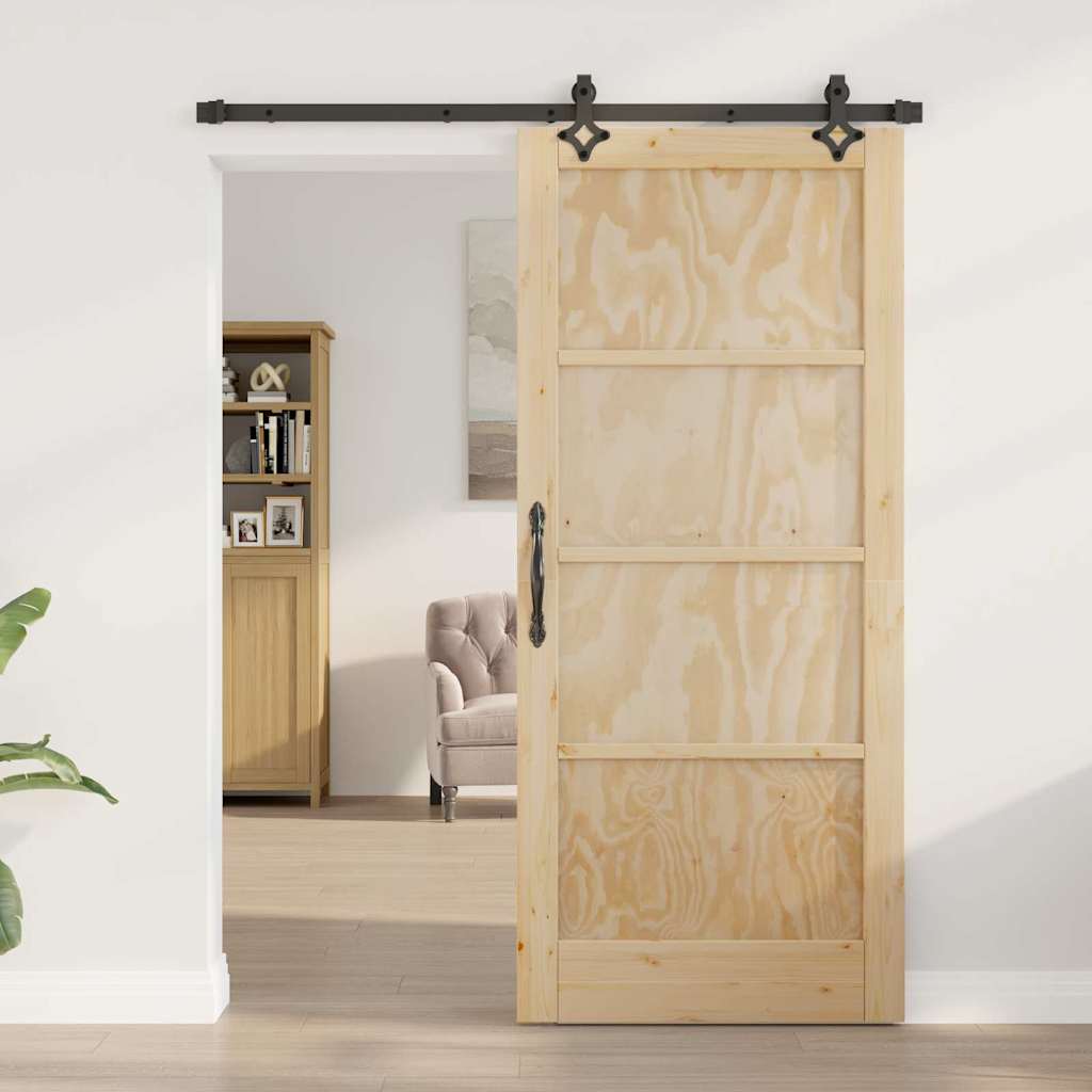 Set Porta Scorrevole ORKDAL Naturale e nero 86 x 198.5 cm