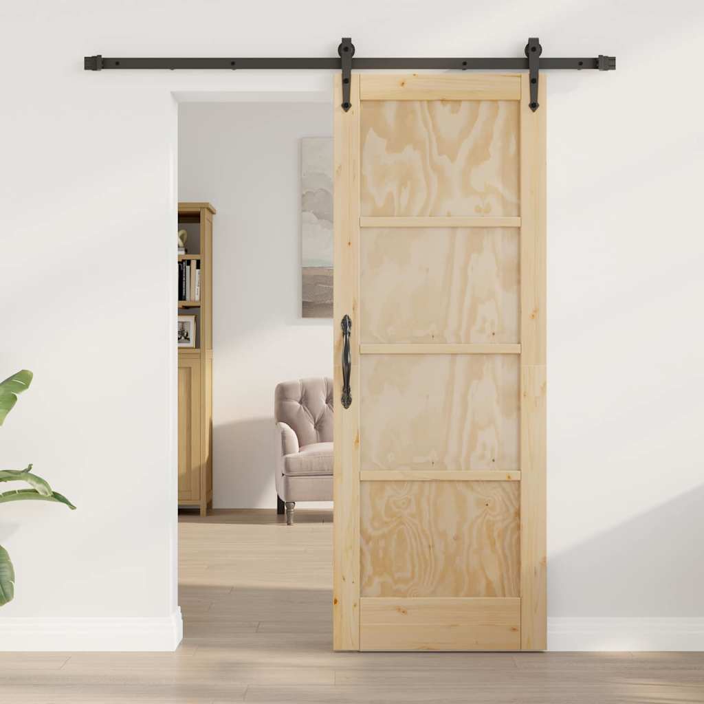 Porta Scorrevole Naturale e nero 73.5 x 198.5 cm