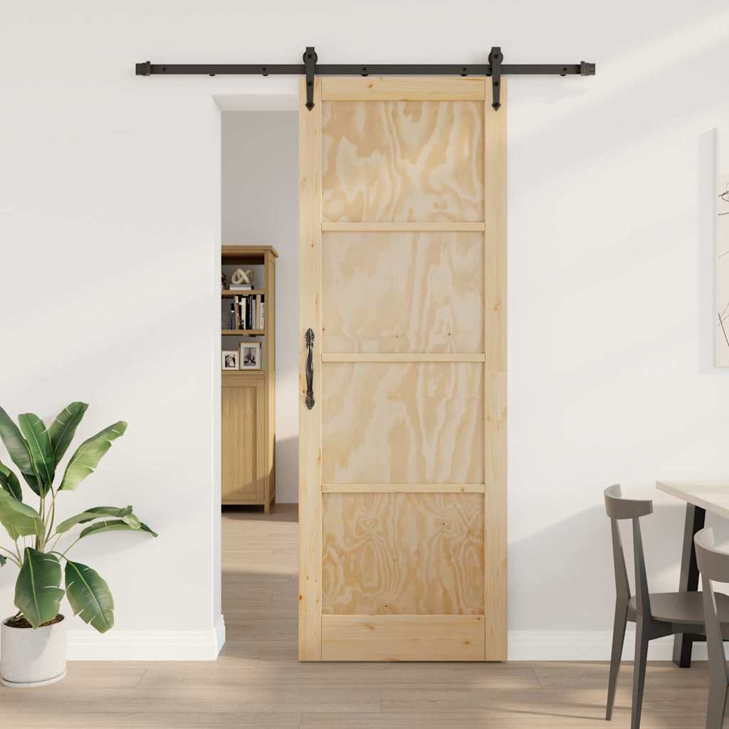 Porta Scorrevole Naturale e nero 83 x 232 cm