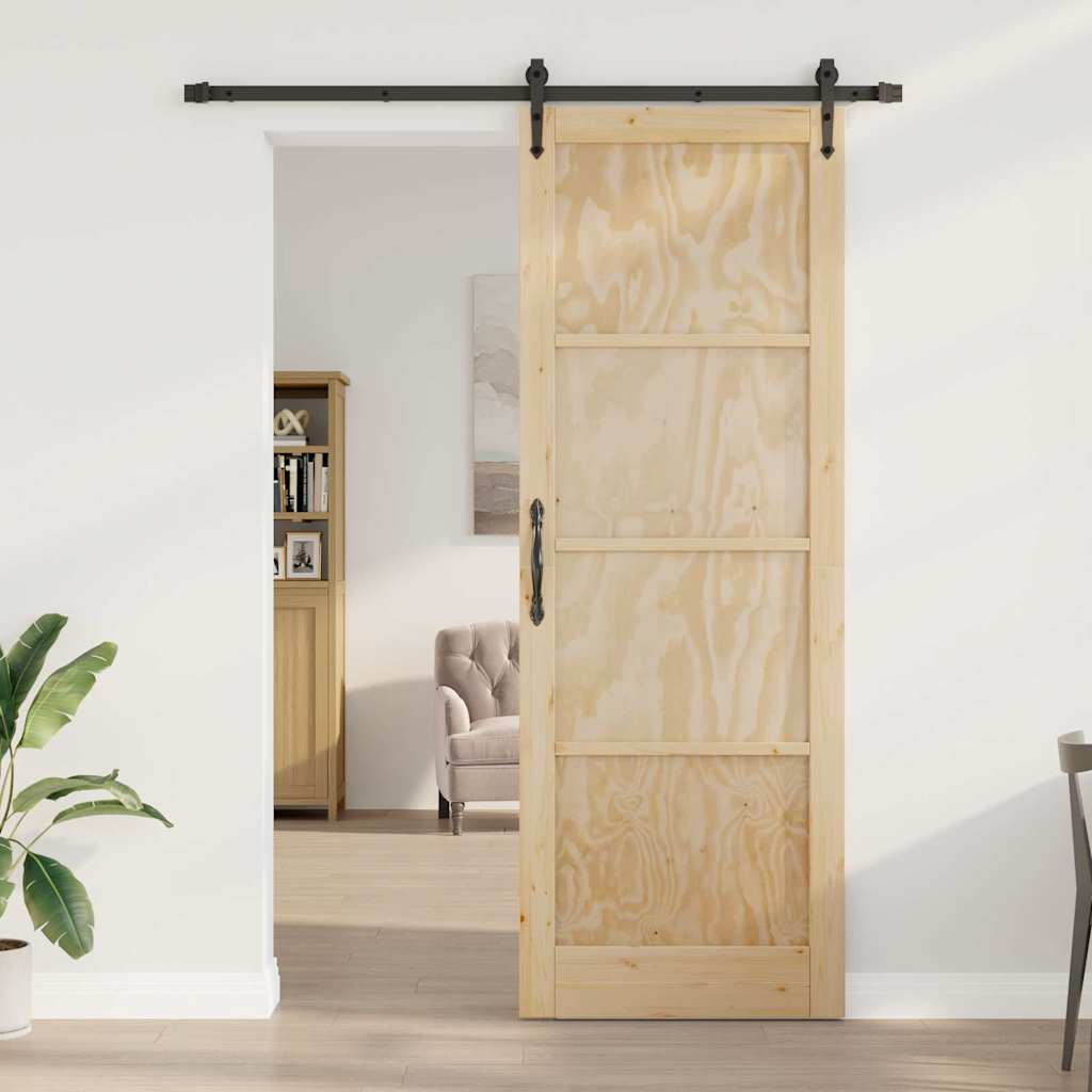 Porta Scorrevole Naturale e nero 83 x 232 cm