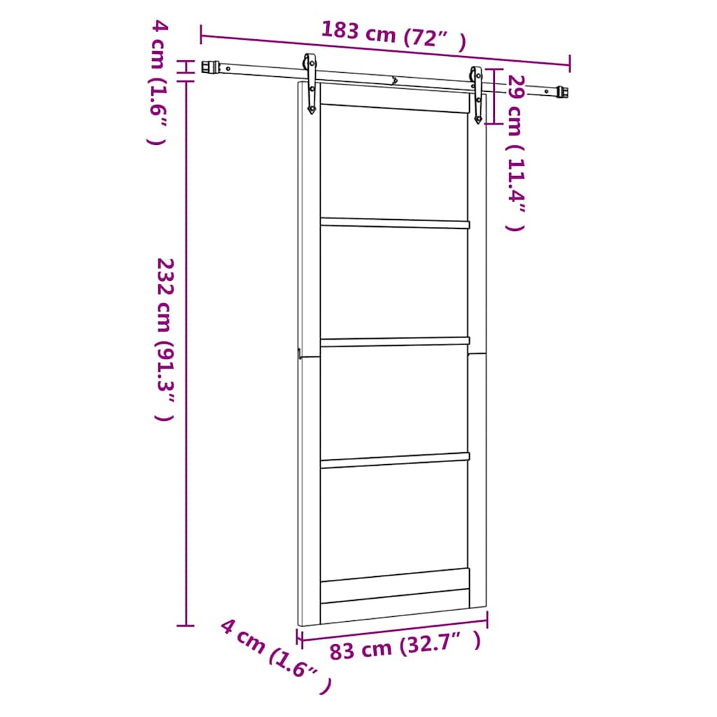 Porta Scorrevole Naturale e nero 83 x 232 cm