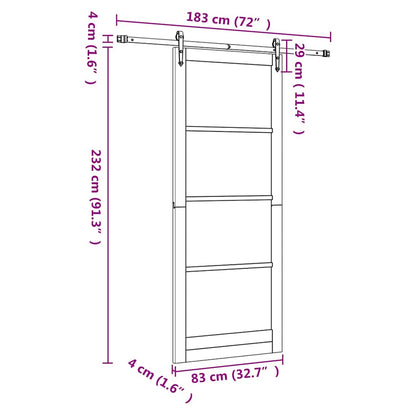 Porta Scorrevole Naturale e nero 83 x 232 cm