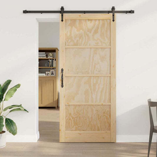 Porta Scorrevole Naturale e nero 93 x 211 cm