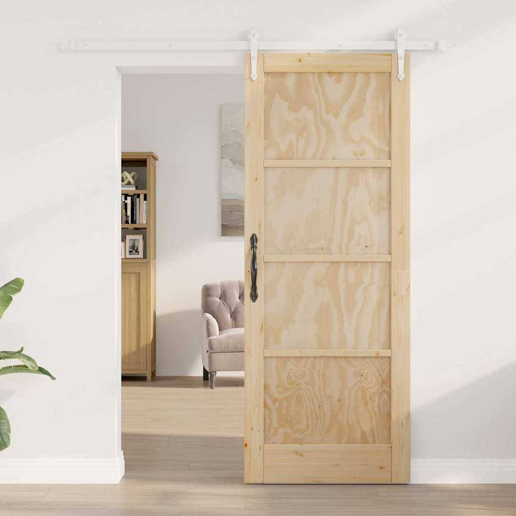 Porta Scorrevole Naturale e bianco 78 x 202 cm