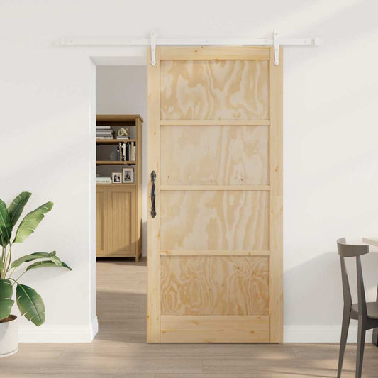 Porta Scorrevole Naturale e bianco 93 x 202 cm