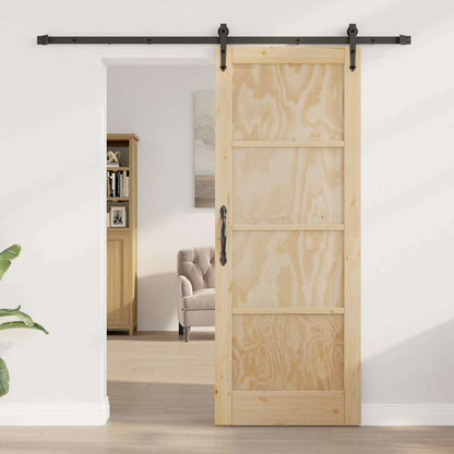 Porta Scorrevole Naturale e nero 78 x 202 cm