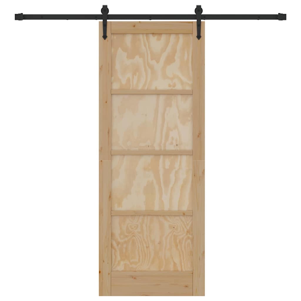 Porta Scorrevole Naturale e nero 78 x 202 cm