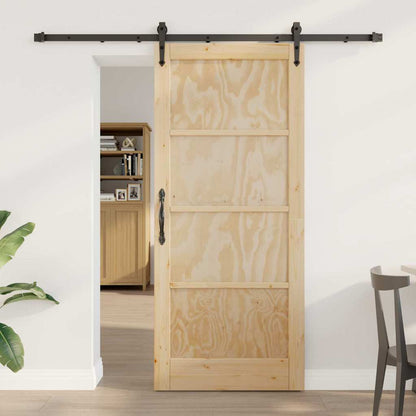 Porta Scorrevole Naturale e nero 86 x 198.5 cm