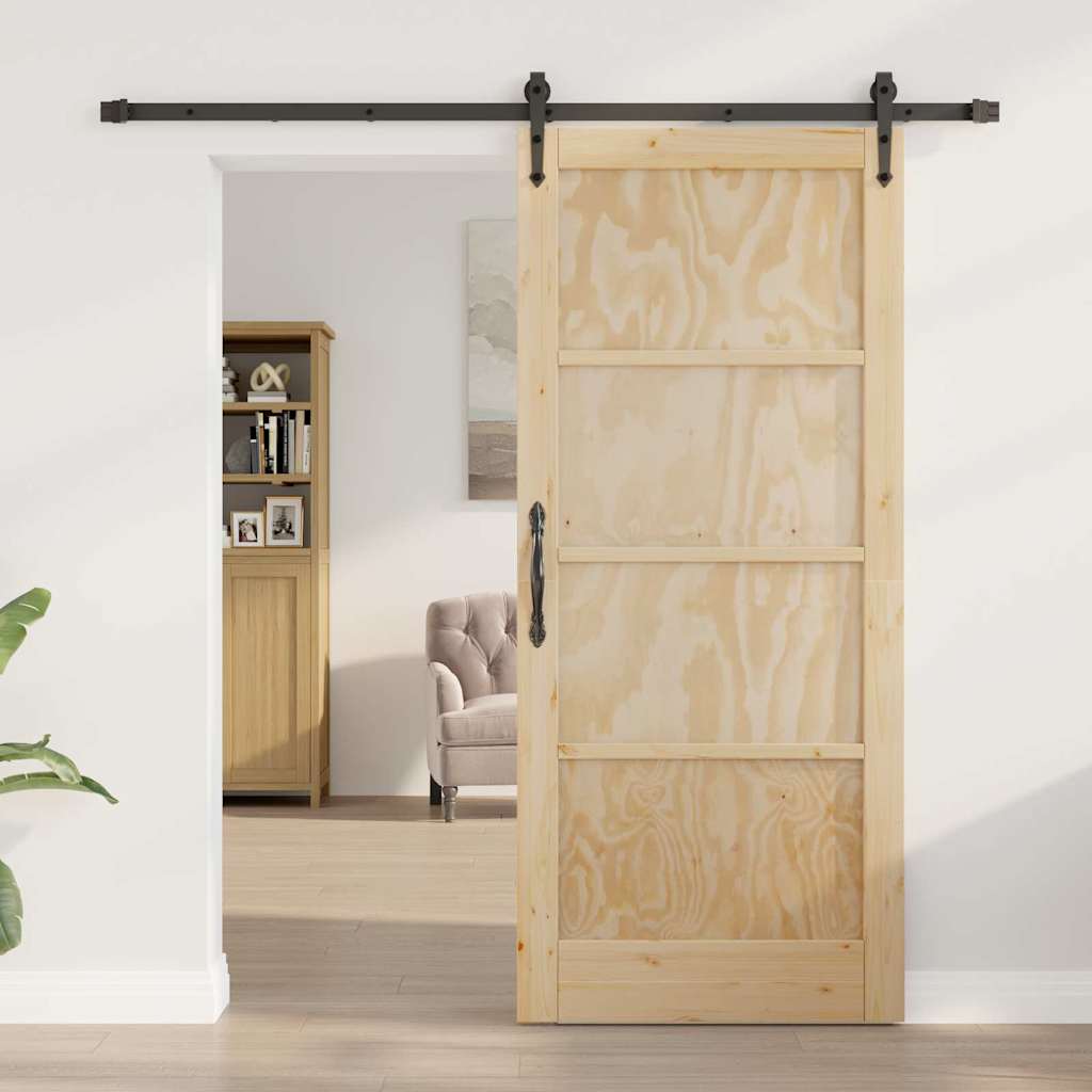 Porta Scorrevole Naturale e nero 86 x 198.5 cm