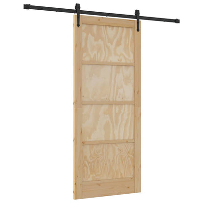 Porta Scorrevole Naturale e nero 86 x 198.5 cm
