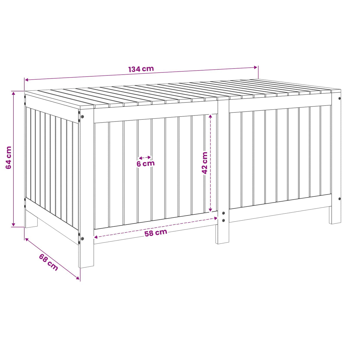 Scatola di Stoccaggio per Giardino 359 L Legno Massello di Pino