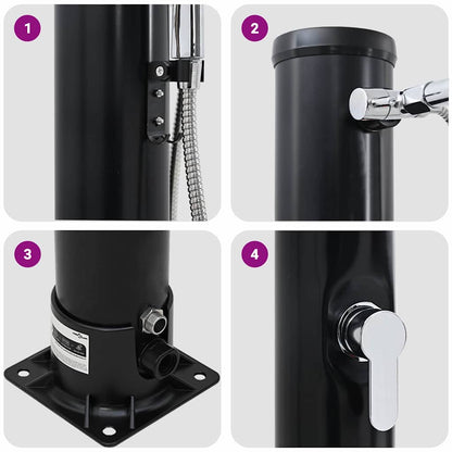 Doccia Solare da Esterno Nero 217 cm PVC e alluminio