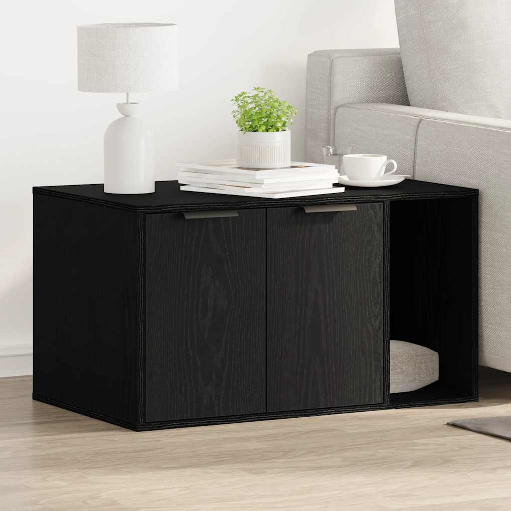 Lettiera per gatti in rovere nero 80x50x45 cm in legno ingegnerizzato | homemem39