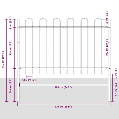 Recinzione per Giardino 4 pcs Grigio 6,8 x 1 m | homemem39