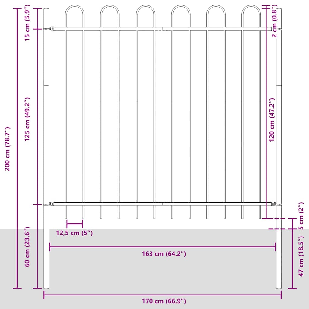 Recinzione per Giardino 4 pcs Grigio 6,8 x 1,5 m | homemem39