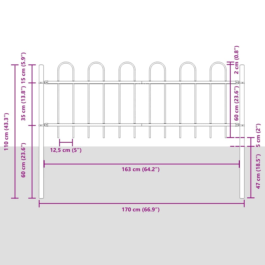 Recinzione per Giardino 7 pcs Grigio 11,9 x 0,6 m | homemem39