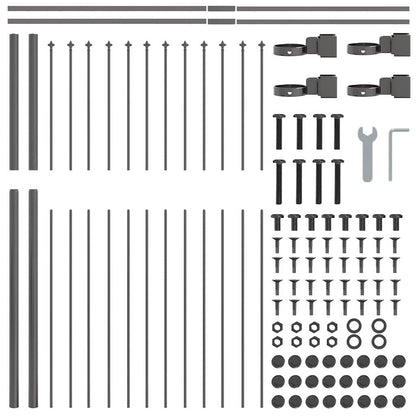 Recinzione per Giardino 9 pcs Grigio 15,3 x 1,5 m