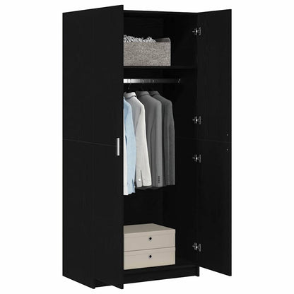 Guardaroba con porta Nero 80 x 51 x 180 cm Legno multistrato