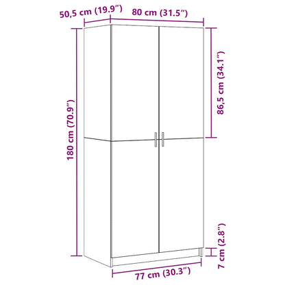 Guardaroba con porta Nero 80 x 51 x 180 cm Legno multistrato