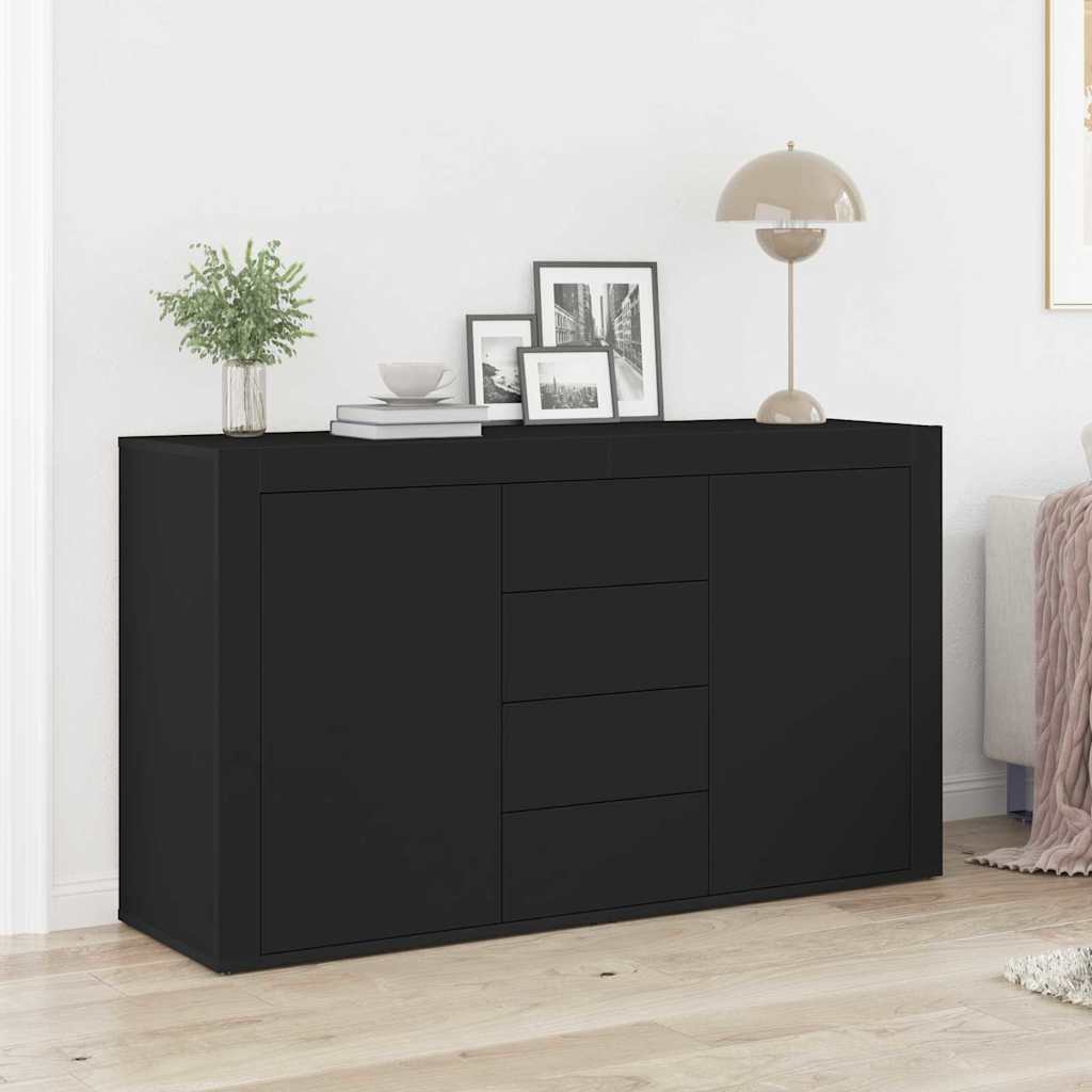 Credenza con cassetto Nero 120 x 36 x 69 cm Legno multistrato - homemem39