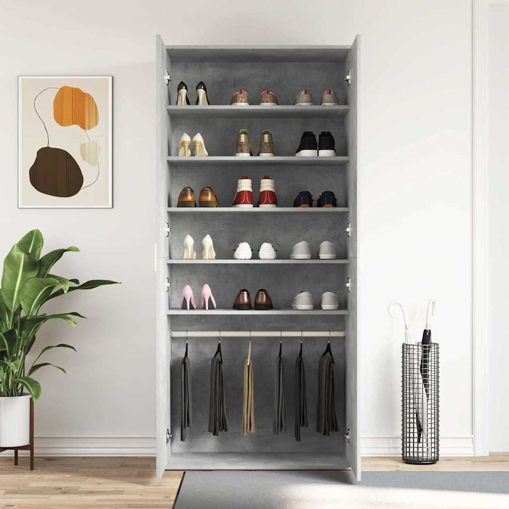 Mobile per scarpe Grigio 80 x 39 x 180 cm Legno multistrato