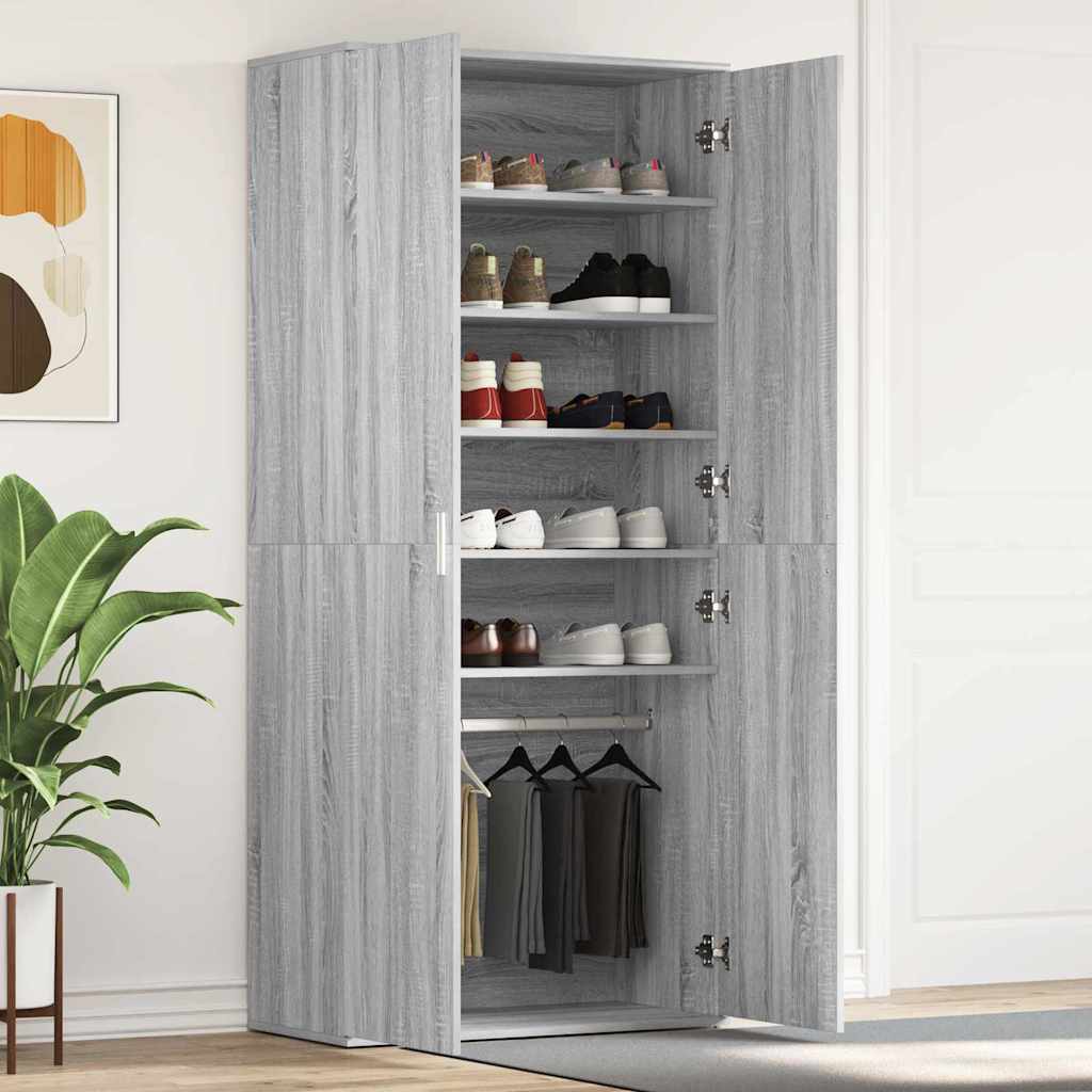 Mobile per scarpe Grigio 80 x 39 x 180 cm Legno multistrato