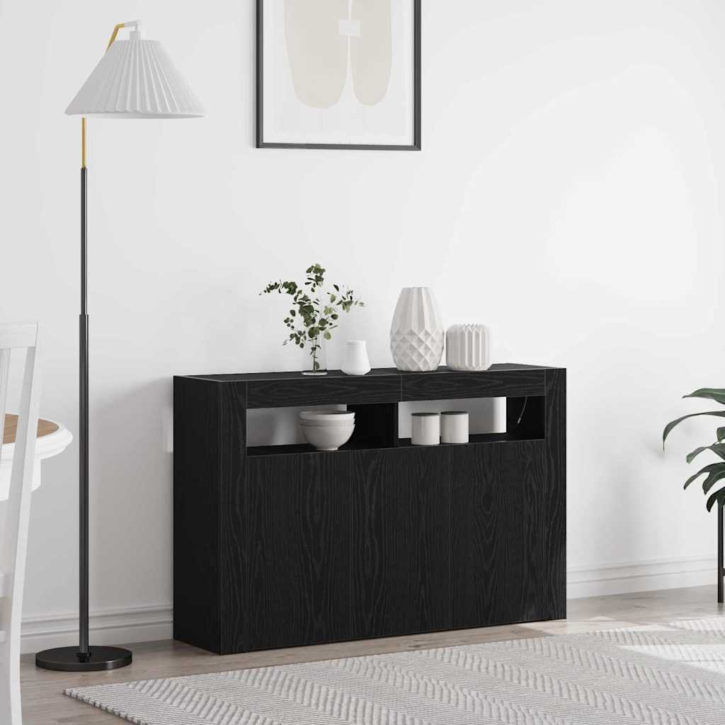 Credenza Rovere nero 116 x 30 x 75 cm Legno multistrato - homemem39