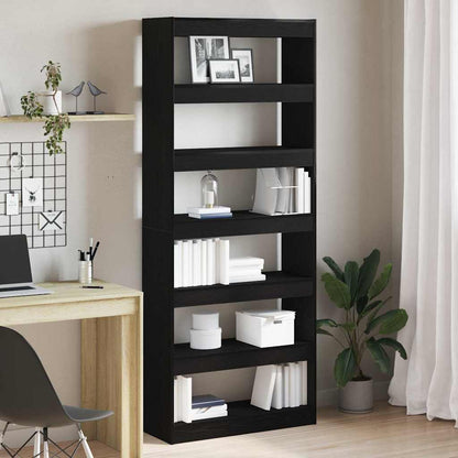 Armadio per Libri con lo scaffale Rovere Nero 80 x 30 x 198 cm | homemem39
