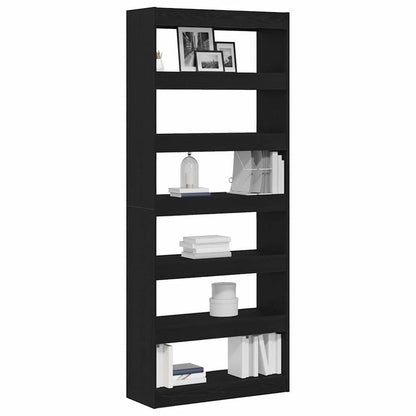Armadio per Libri con lo scaffale Rovere Nero 80 x 30 x 198 cm | homemem39