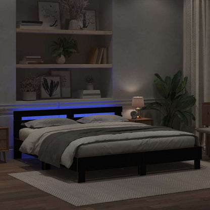 Struttura del letto Rovere Nero 200 x 200 cm Legno multistrato | homemem39