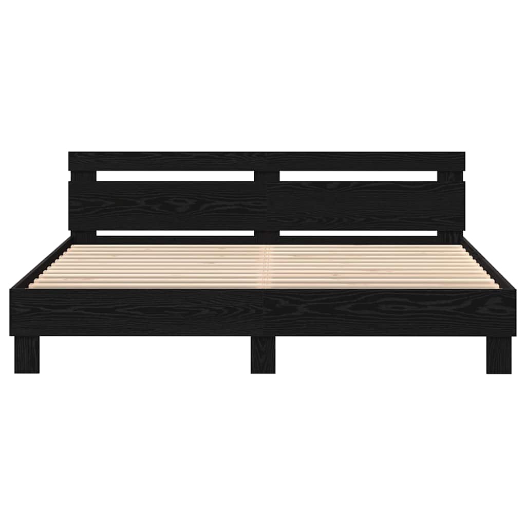 Struttura del letto Rovere Nero 200 x 200 cm Legno multistrato | homemem39