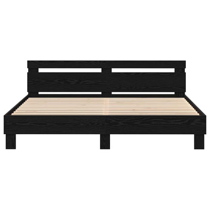 Struttura del letto Rovere Nero 200 x 200 cm Legno multistrato | homemem39