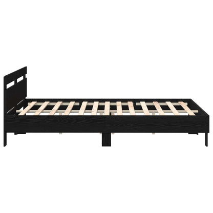 Struttura del letto Rovere Nero 200 x 200 cm Legno multistrato | homemem39