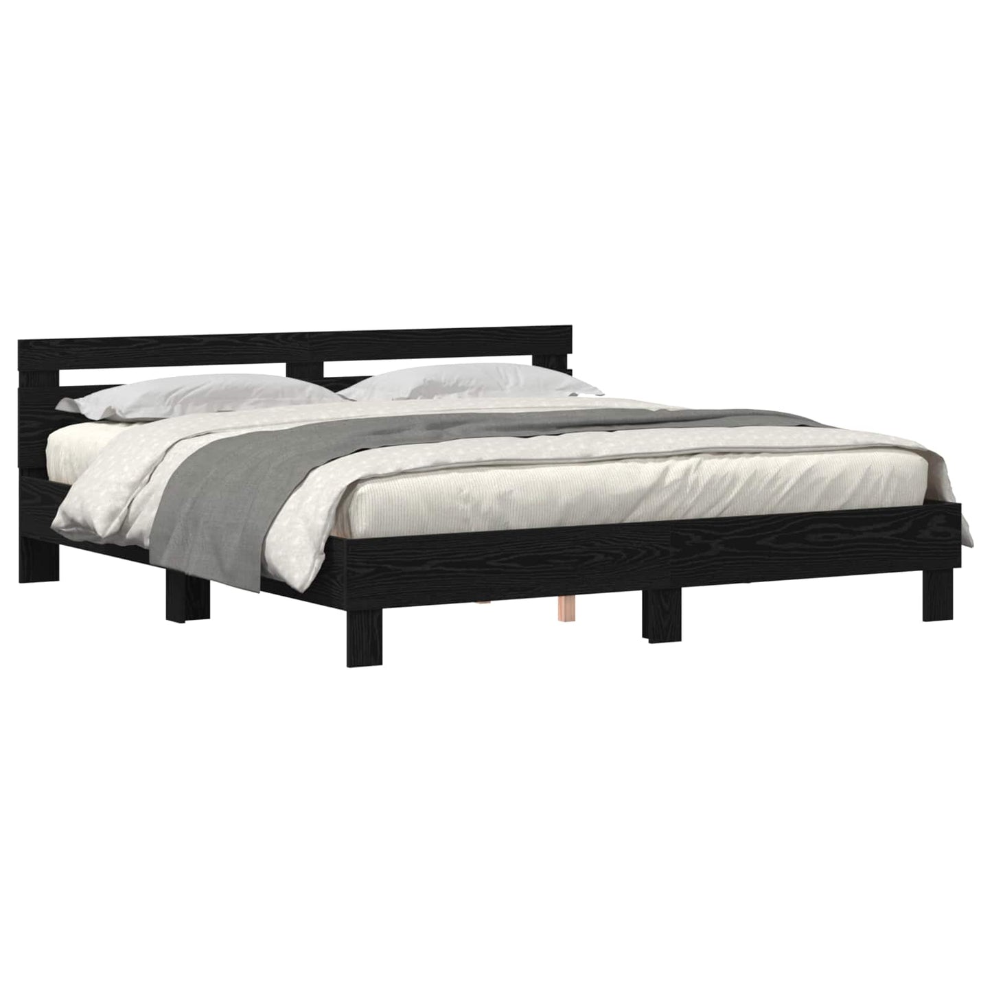 Struttura del letto con strisce LED Rovere Nero 180 x 200 cm | homemem39