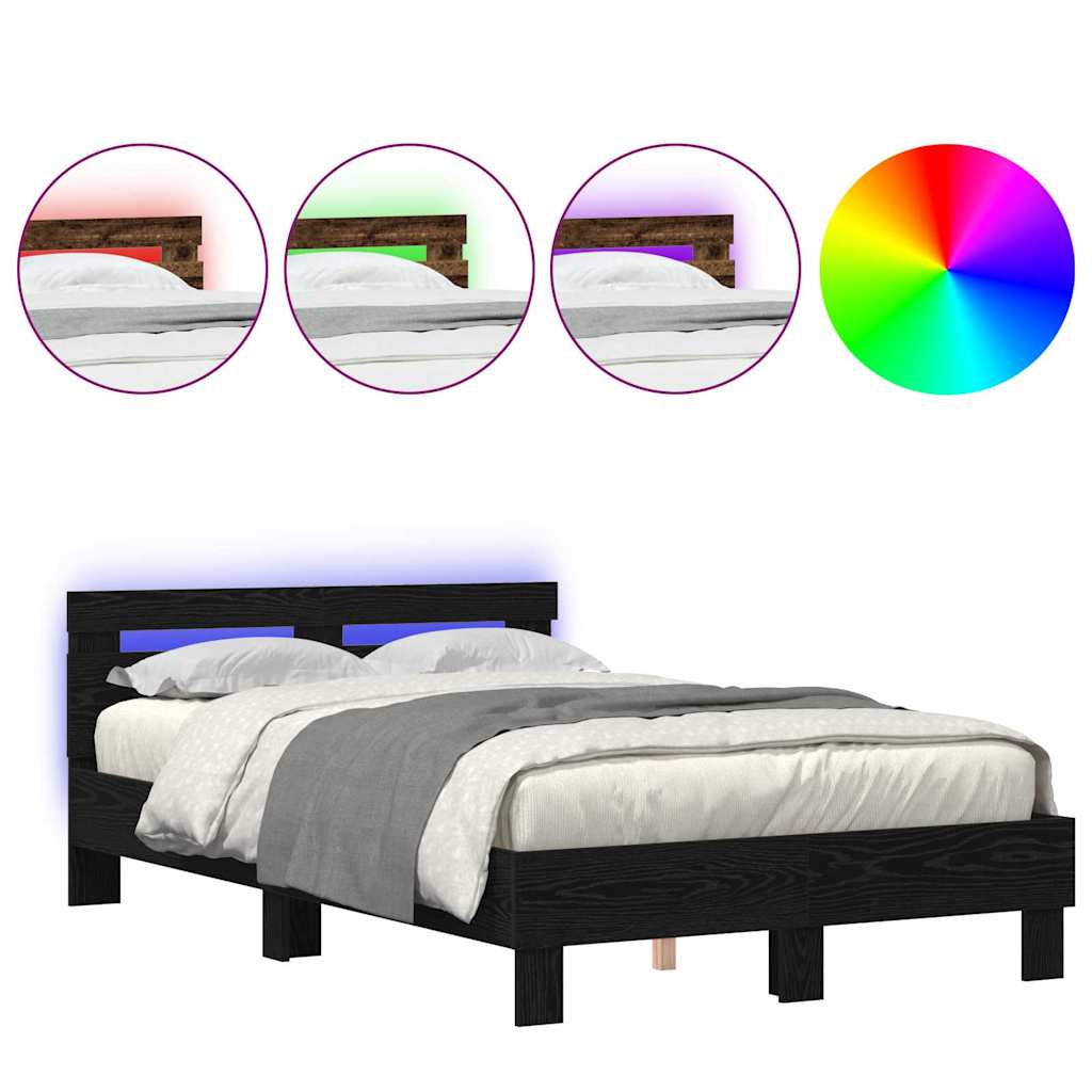 Struttura del letto Rovere nero 135 x 190 cm Legno multistrato - homemem39