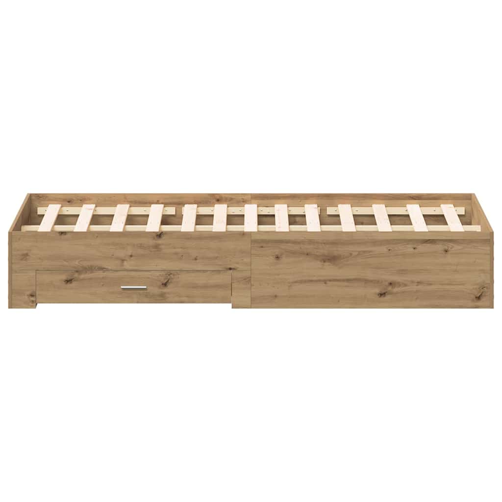 Telaio del letto con cassetti rovere artigianale 180 x 200 cm