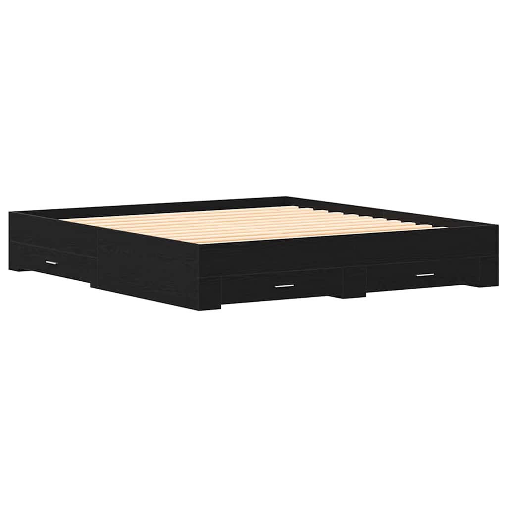 Telaio del letto con cassetti Rovere nero 180 x 200 cm