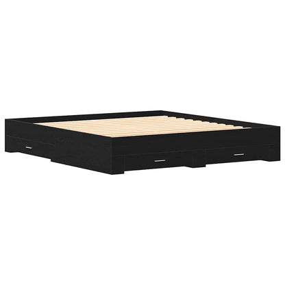 Telaio del letto con cassetti Rovere nero 180 x 200 cm