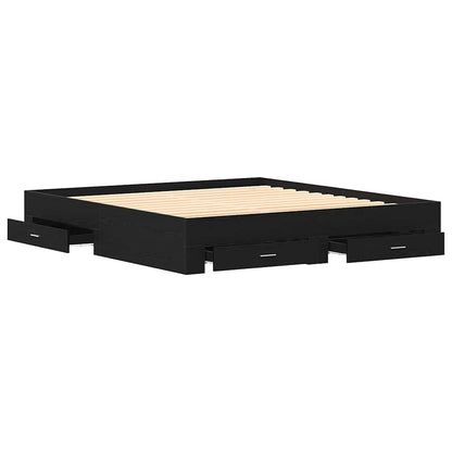 Telaio del letto con cassetti Rovere nero 180 x 200 cm