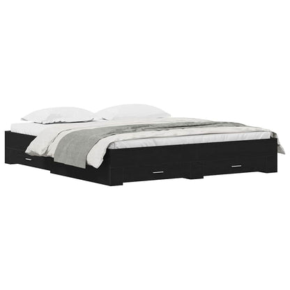 Telaio del letto con cassetti Rovere nero 180 x 200 cm