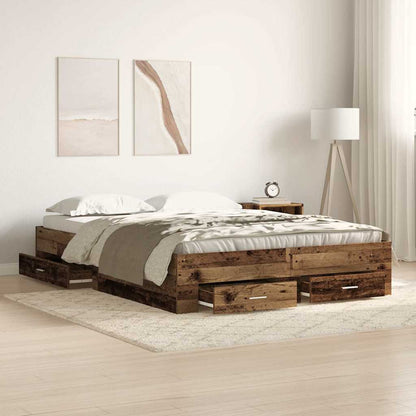 Struttura del letto con cassetto Legno vecchio 140 x 200 cm | homemem39