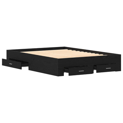 Struttura del letto con cassetto Rovere Nero 140 x 200 cm | homemem39