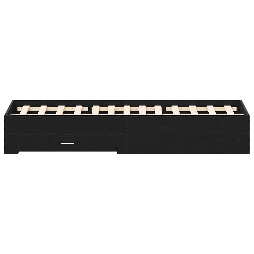 Struttura del letto con cassetto Rovere Nero 140 x 200 cm | homemem39