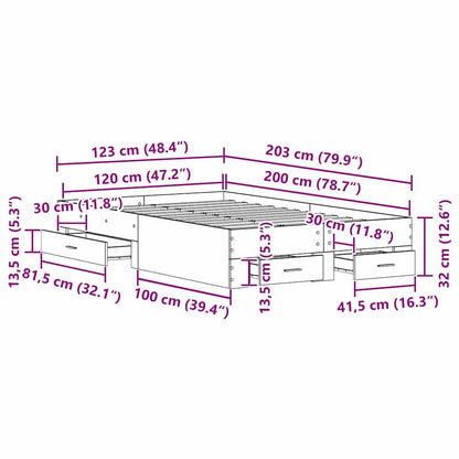 Struttura del letto con cassetto Legno vecchio 120 x 200 cm | homemem39